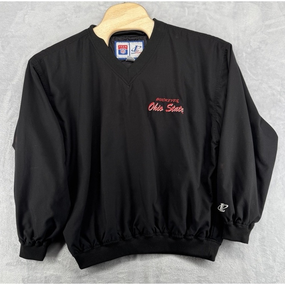Logo Athletic Ohio Stare Buckeyes Black V-Neck Pullover‎ Windbreaker VTG Men's M